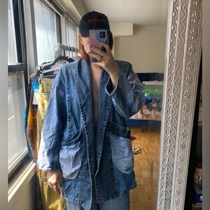 2015 Anthropologie Pilcro denim patchwork utility kimono